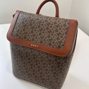 DKNY Beige Monogram Backpack